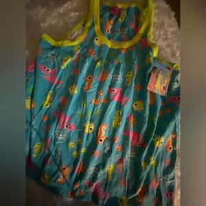 Fruit of the Loom Blue Pajama Set with Colorful Sea Creatures